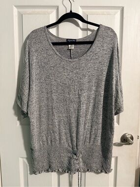 Olivia Blu Heather Gray Short Sleeve Knit Tunic